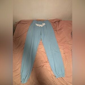 Blue Sweatpants with White Logo